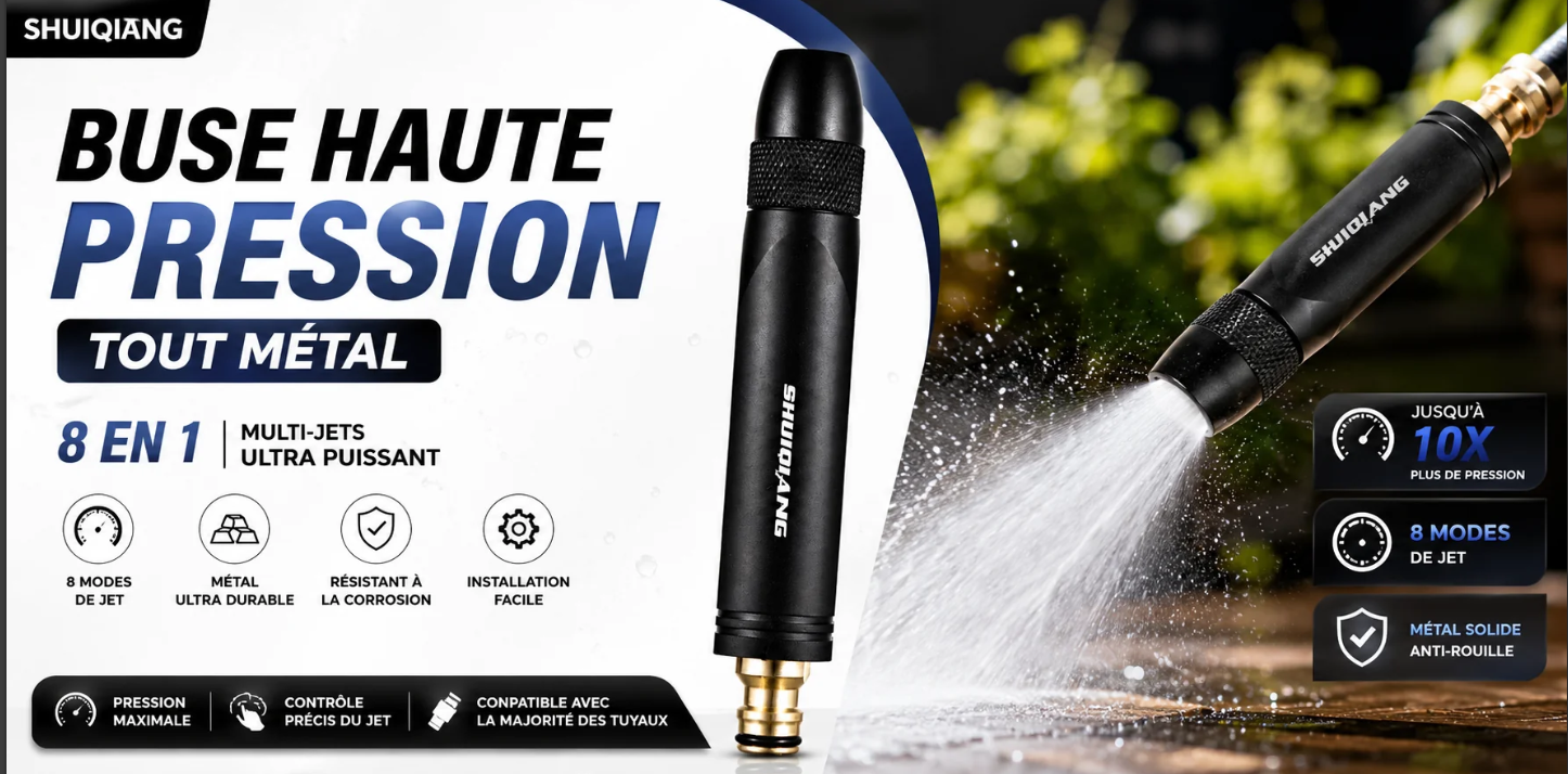 Pistolet haute pression 3-en-1 tout métal