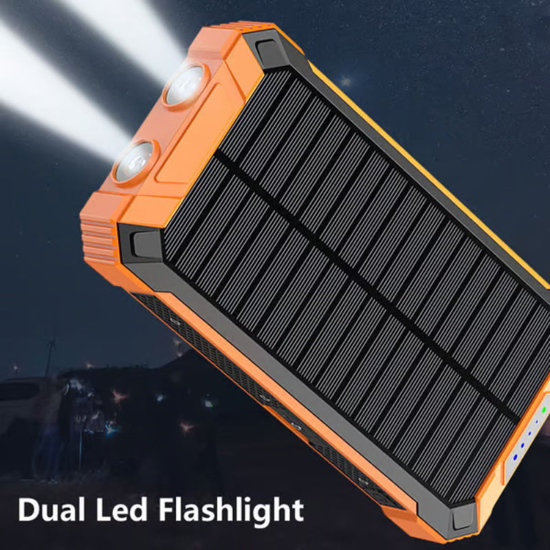 🔋 Batterie externe solaire 10 000 mAh avec double lampe LED – Chargeur portable idéal pour les voyages, le camping et les situations d'urgence. #TopPicks