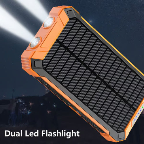🔋 Batterie externe solaire 10 000 mAh avec double lampe LED – Chargeur portable idéal pour les voyages, le camping et les situations d'urgence. #TopPicks