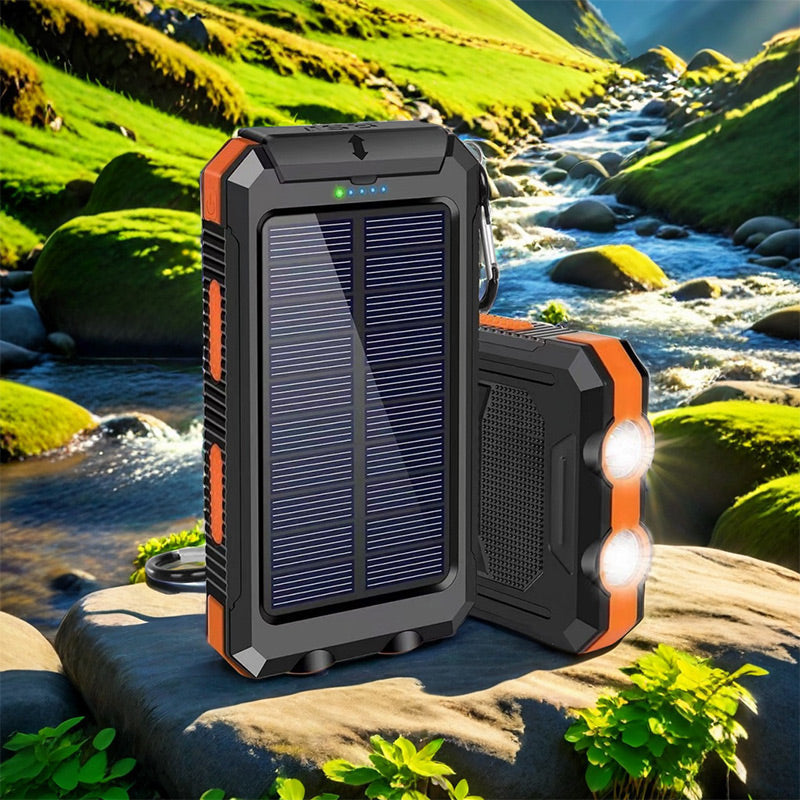 🔋 Batterie externe solaire 10 000 mAh avec double lampe LED – Chargeur portable idéal pour les voyages, le camping et les situations d'urgence. #TopPicks